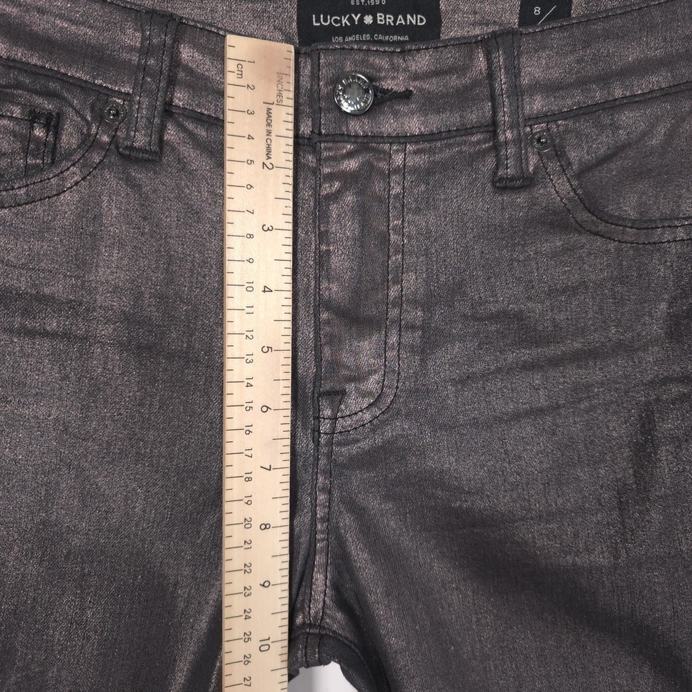 LUCKY BRAND Women's Jeans Ava Skinny Metallic 8‎ Gray Stretch Mid Rise - Picture 4 of 13
